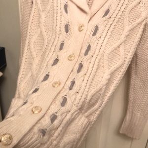 Juicy Couture VINTAGE cream and gray ribbon detailed bottom up long sweater